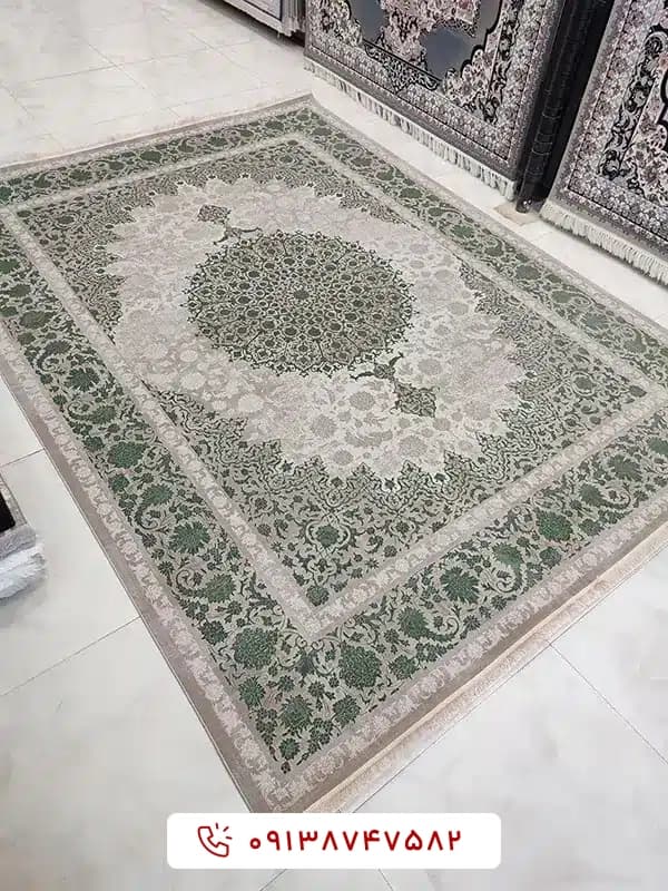 فرش کد 71037 نسکافه‌ای سبز 700 شانه — تصویر ۲