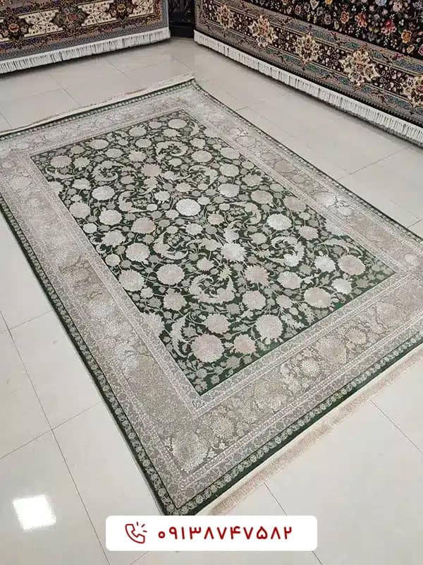 فرش کد 71211 نسکافه‌ای سبز 700 شانه
