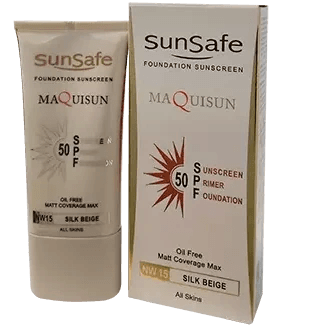 کرم ضد آفتاب کرم پودری و پرایمری بژ ابریشمی SPF50 سان سیف 40 میلی لیتر