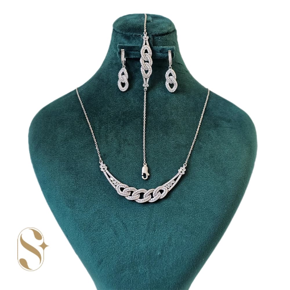 سرویس نقره زنانه مدل کارتیه زنجیری کد SilverSet-S638
