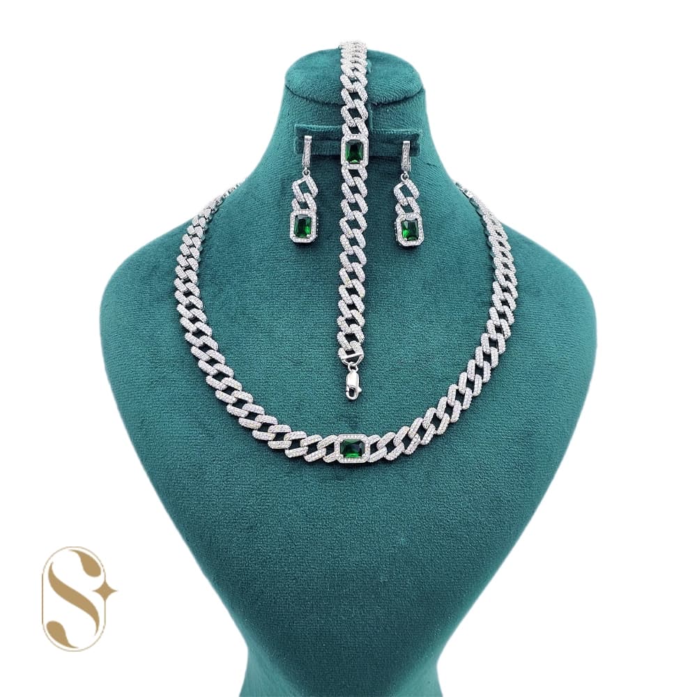 سرویس نقره زنانه مدل کارتیه نگین دار کد SilverSet-S641