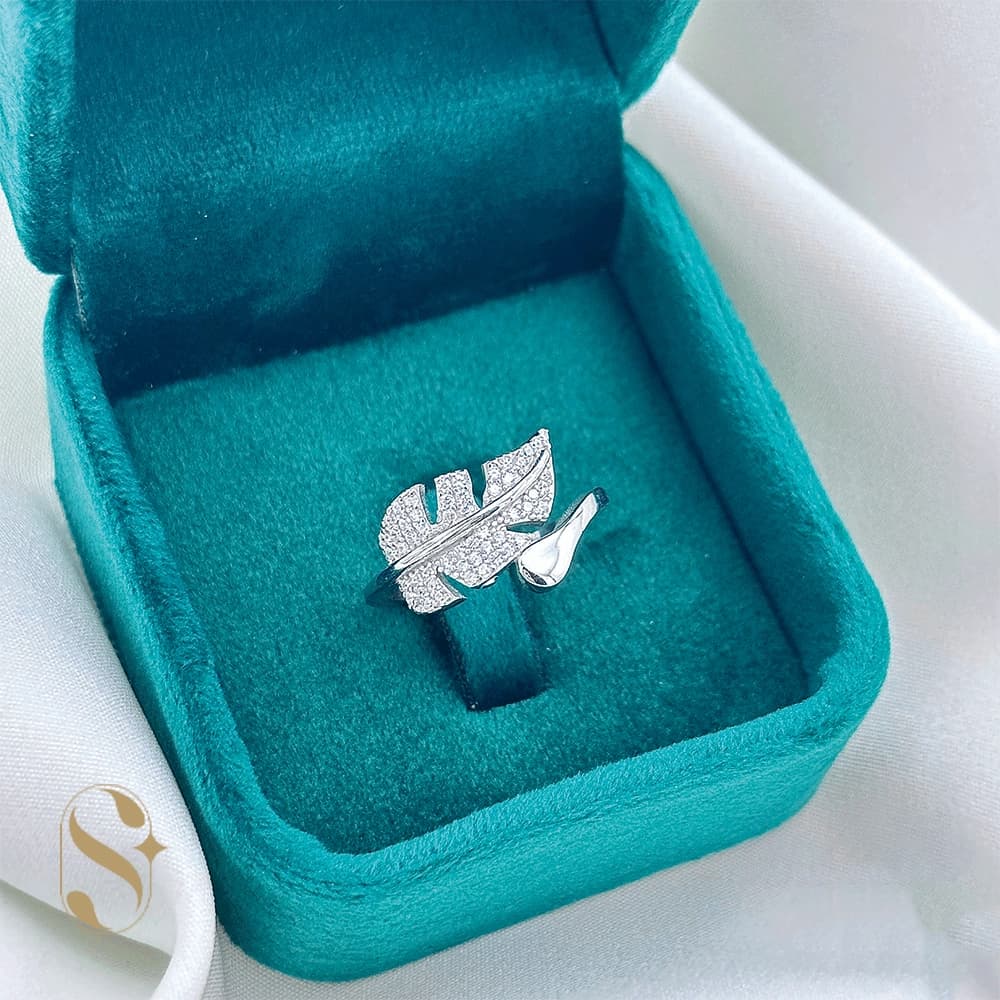انگشتر نقره زنانه مدل برگ کد SilverSet-R623