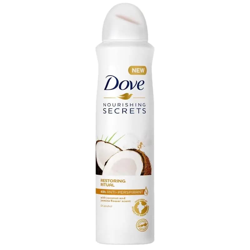 اسپری ضد تعریق داو مدل نوریشینگ سیکرت نارگیل و گل یاس DOVE RESTORING RITUAL حجم 250 میل — تصویر ۲