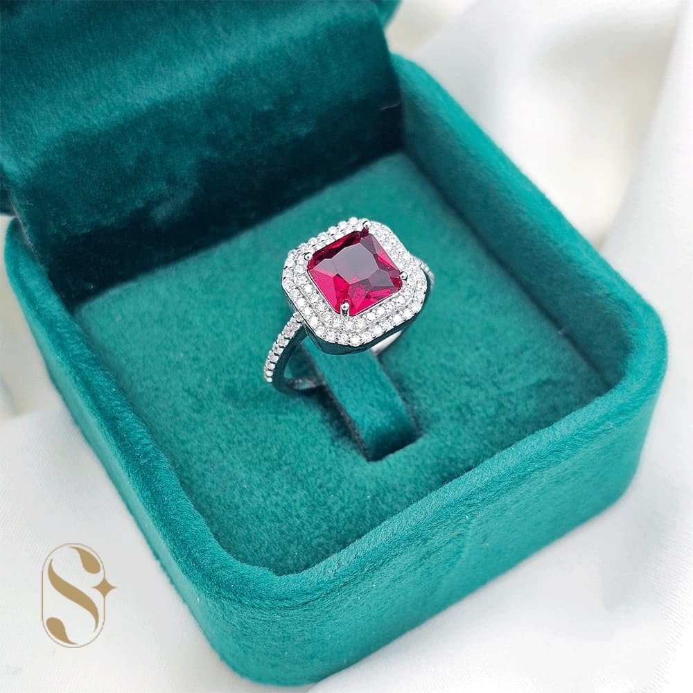 انگشتر نقره زنانه مدل نگین دار جواهری کد SilverSet-R678