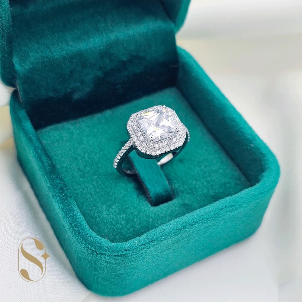 انگشتر نقره زنانه مدل نگین دار جواهری کد SilverSet-R689