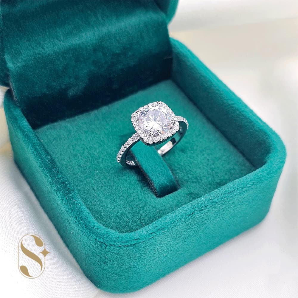 انگشتر نقره زنانه مدل نگین دار جواهری کد SilverSet-R690