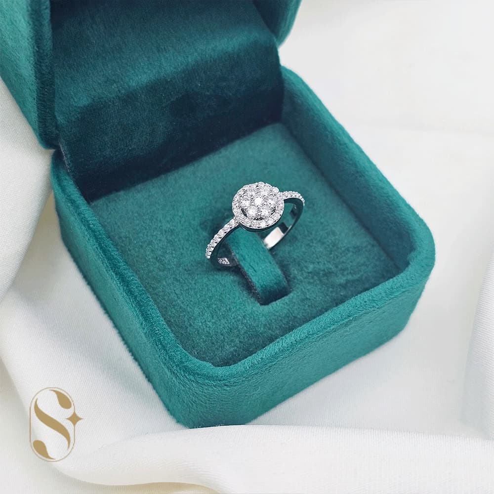 انگشتر نقره زنانه مدل گل جواهری کد SilverSet-R708