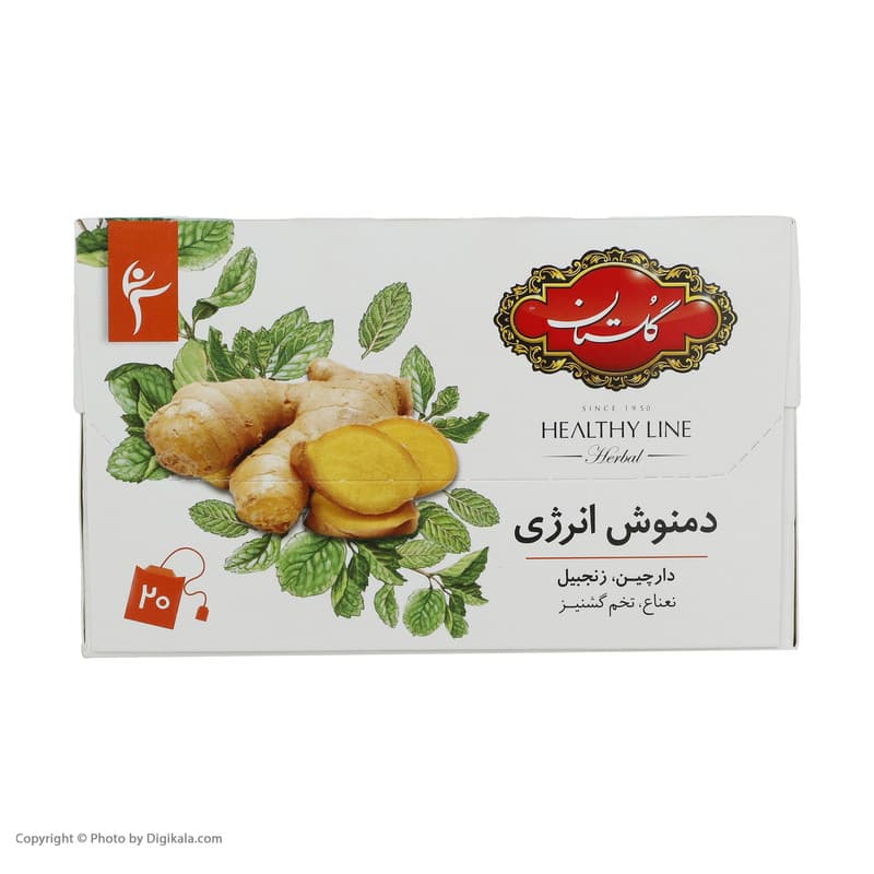 دمنوش کیسه ای مخلوط گیاهی گلستان با طعم زنجبیل بسته 20 عددی — تصویر ۶