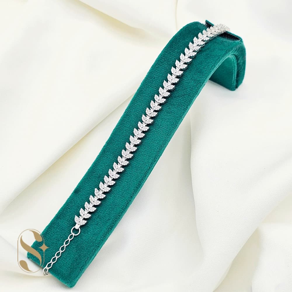 دستبند نقره زنانه مدل برگ کد SilverSet-D585