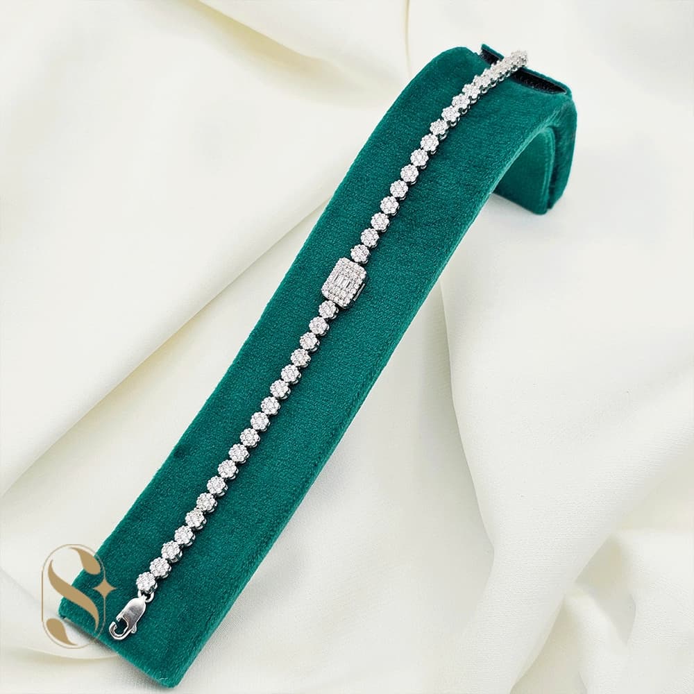 دستبند نقره زنانه مدل جواهری کد SilverSet-D586