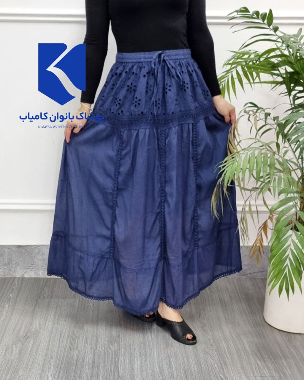 دامن سلین خامه دوزی وارداتی استایل شیک وزیبای هندی/کد2680 — تصویر ۷