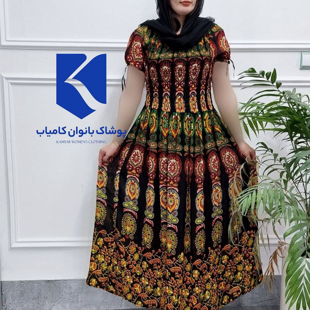 پیراهن ساحلی کریشه طرح اشکی هندی کد2681