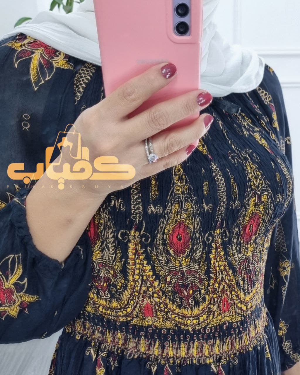 استایل لاکچری باپیراهن ساحلی کریشه طلاکوب هندی(اصلی)/کد2666 — تصویر ۷