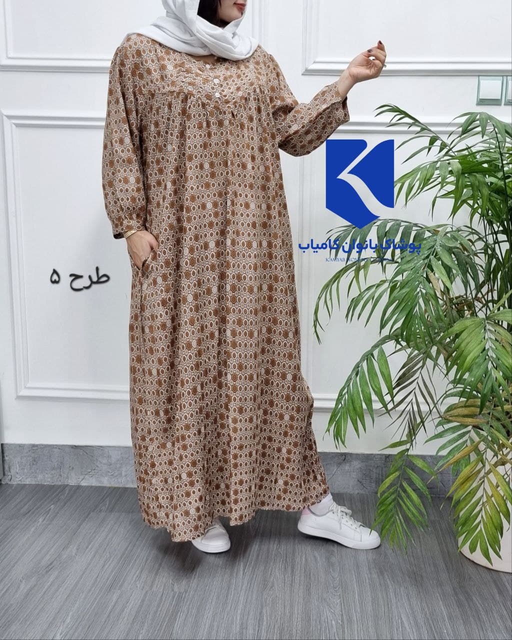 پیراهن ساحلی نخی قواره بزرگ مامی سایز-هندی کد2658 — تصویر ۷