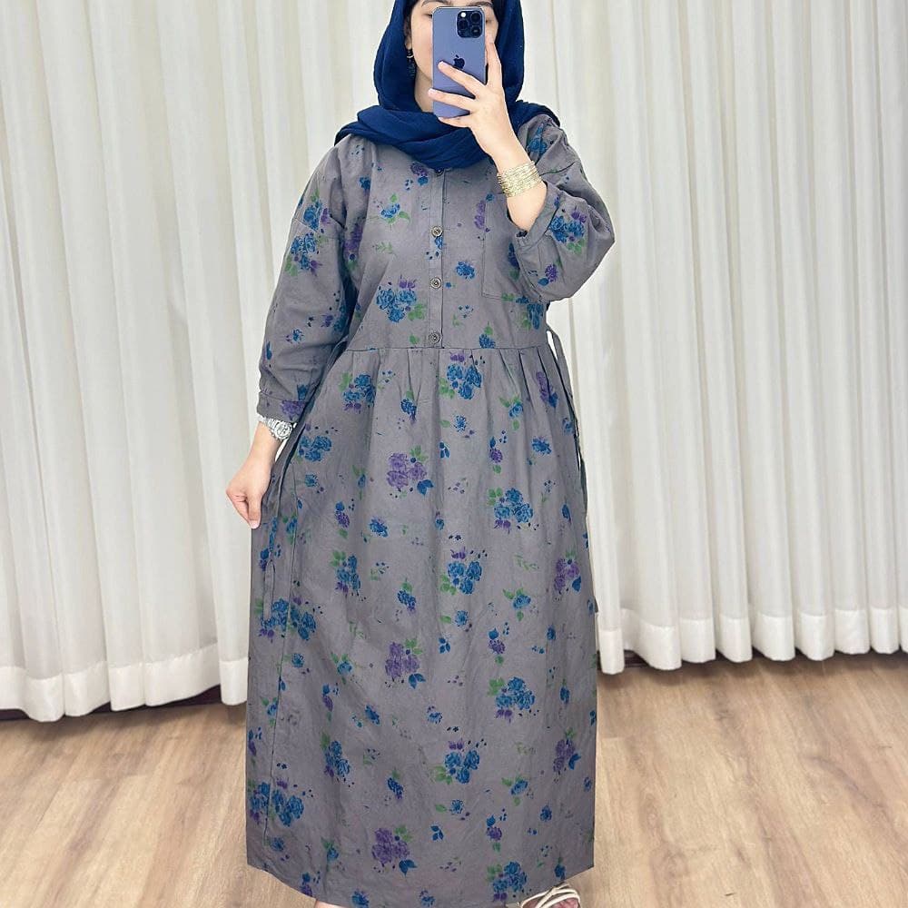 پیراهن ساحلی لینن طرحدار زنانه طرح نازگل -کد2652