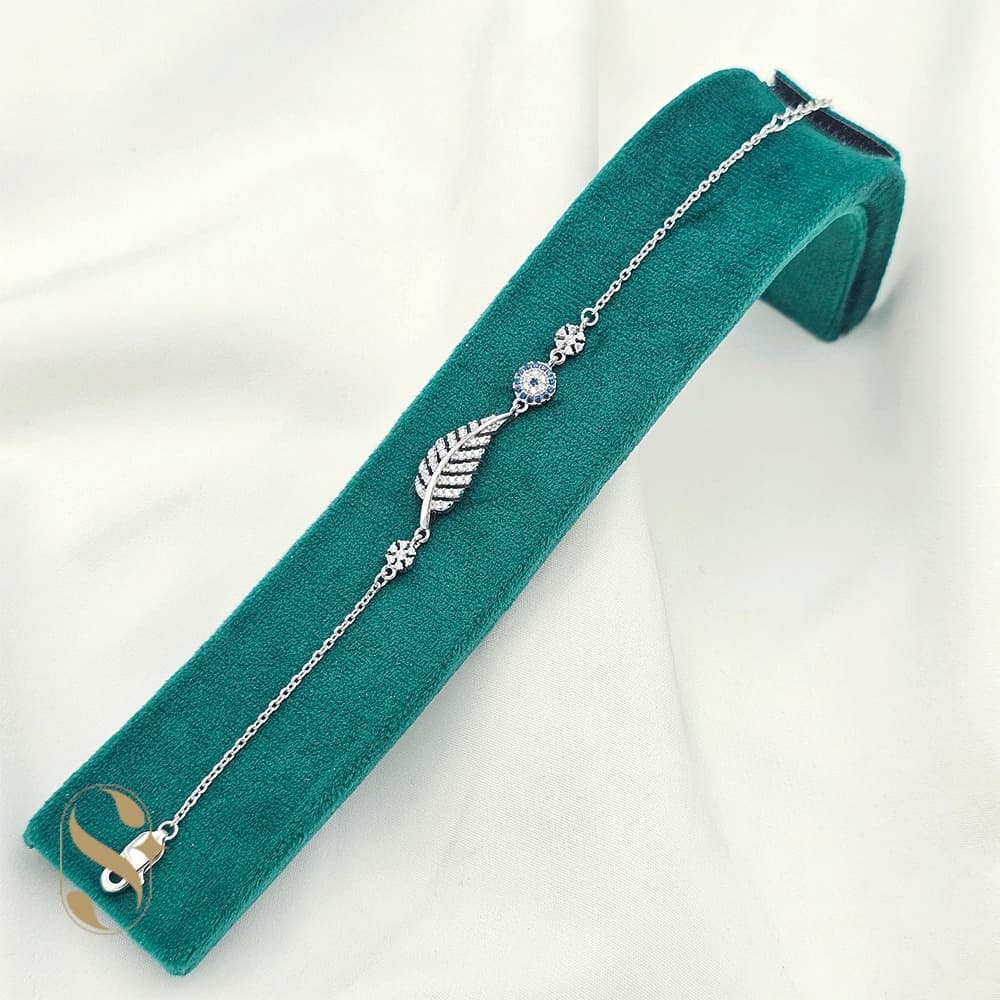 دستبند نقره زنانه مدل برگ کد SilverSet-D597