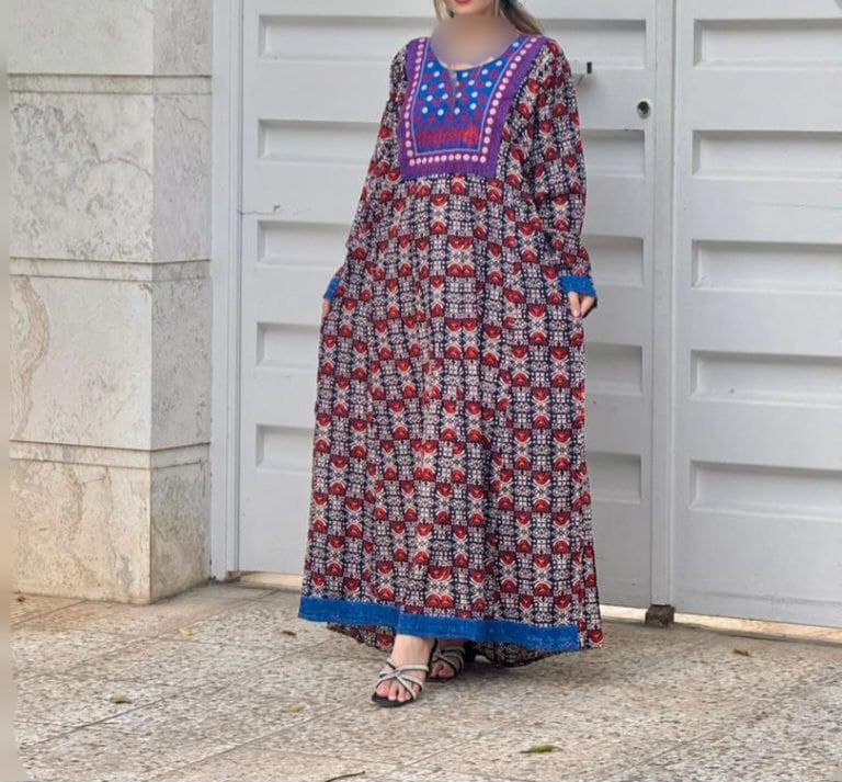 پیراهن ساحلی نخی گلدوزی قواره بزرگ وارداتی هندی کد6206