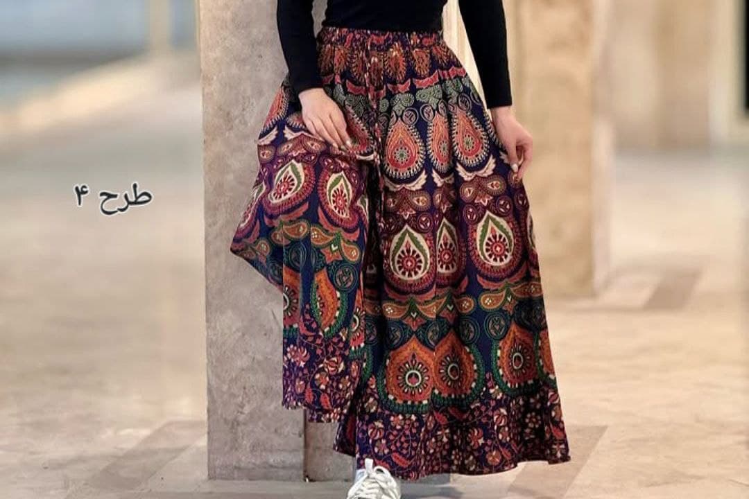 دامن شلواری لنگی زنانه هندی طرح اشکی کد2602