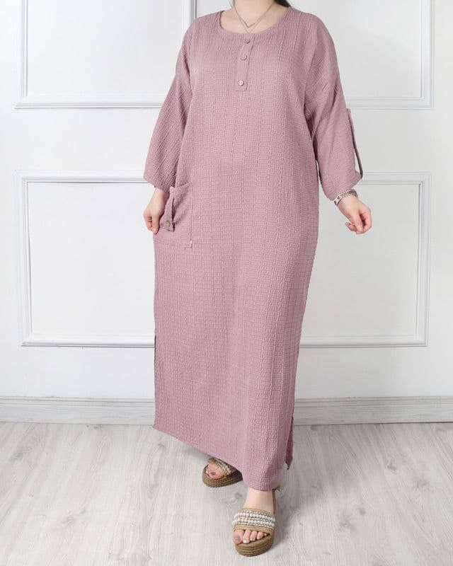 خریدانواع ساحلی پیراهن مانتویی کفتان کوک دوزی/کد2587 — تصویر ۴