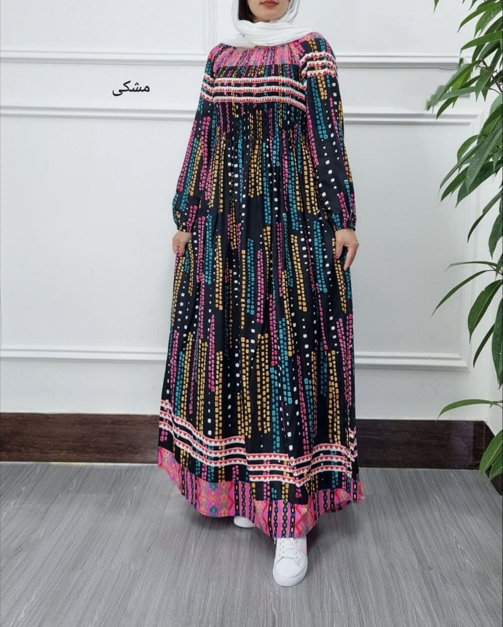 استایل لاکچری باپیراهن ساحلی نخی هندی طرح باران/کد2578 — تصویر ۶
