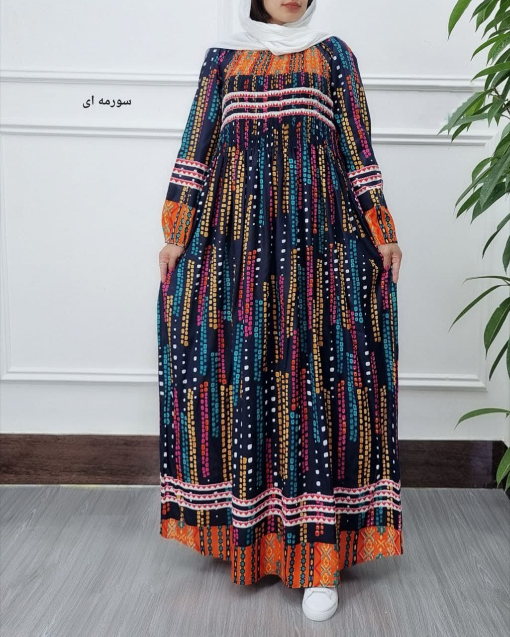 استایل لاکچری باپیراهن ساحلی نخی هندی طرح باران/کد2578 — تصویر ۳