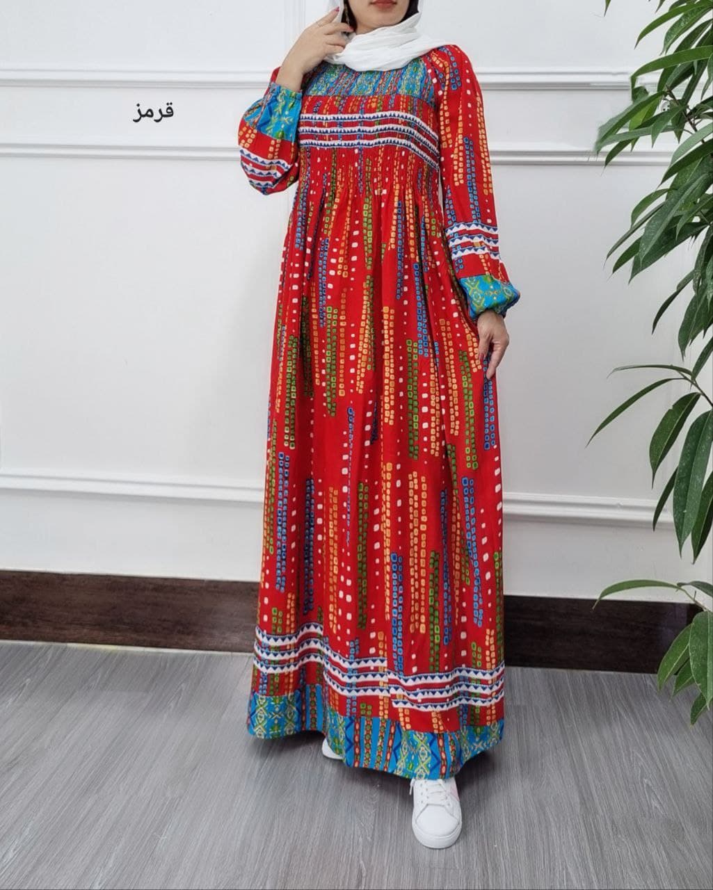 استایل لاکچری باپیراهن ساحلی نخی هندی طرح باران/کد2578 — تصویر ۴