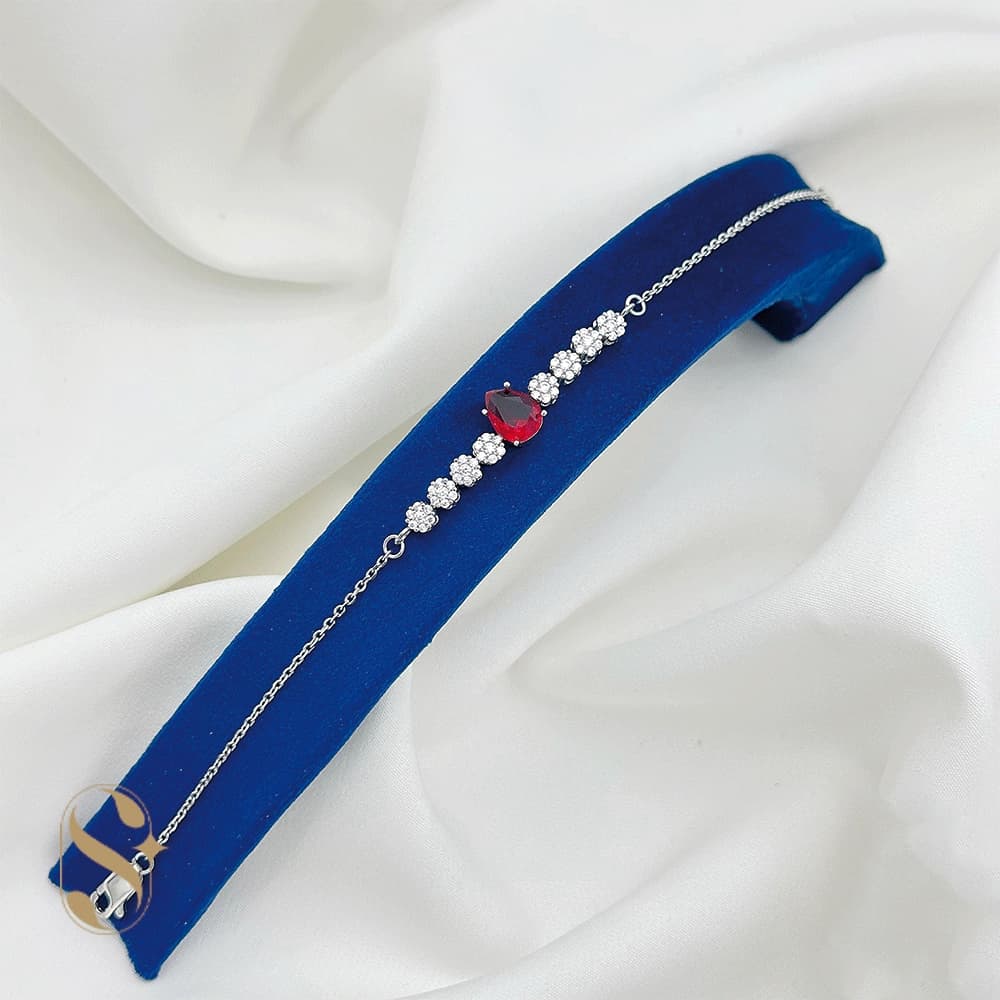 دستبند نقره زنانه مدل گل و نگین کد SilverSet-D583
