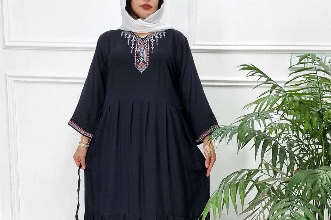 پیراهن ساحلی نخی یقه چاپی طرح کاکتوس /2545