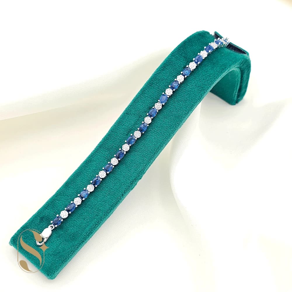 دستبند نقره زنانه مدل گل رنگی کد SilverSet-D595