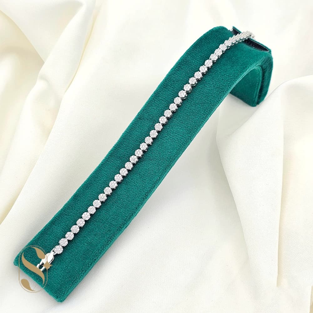 دستبند نقره زنانه مدل گل کد SilverSet-D596 — تصویر ۲