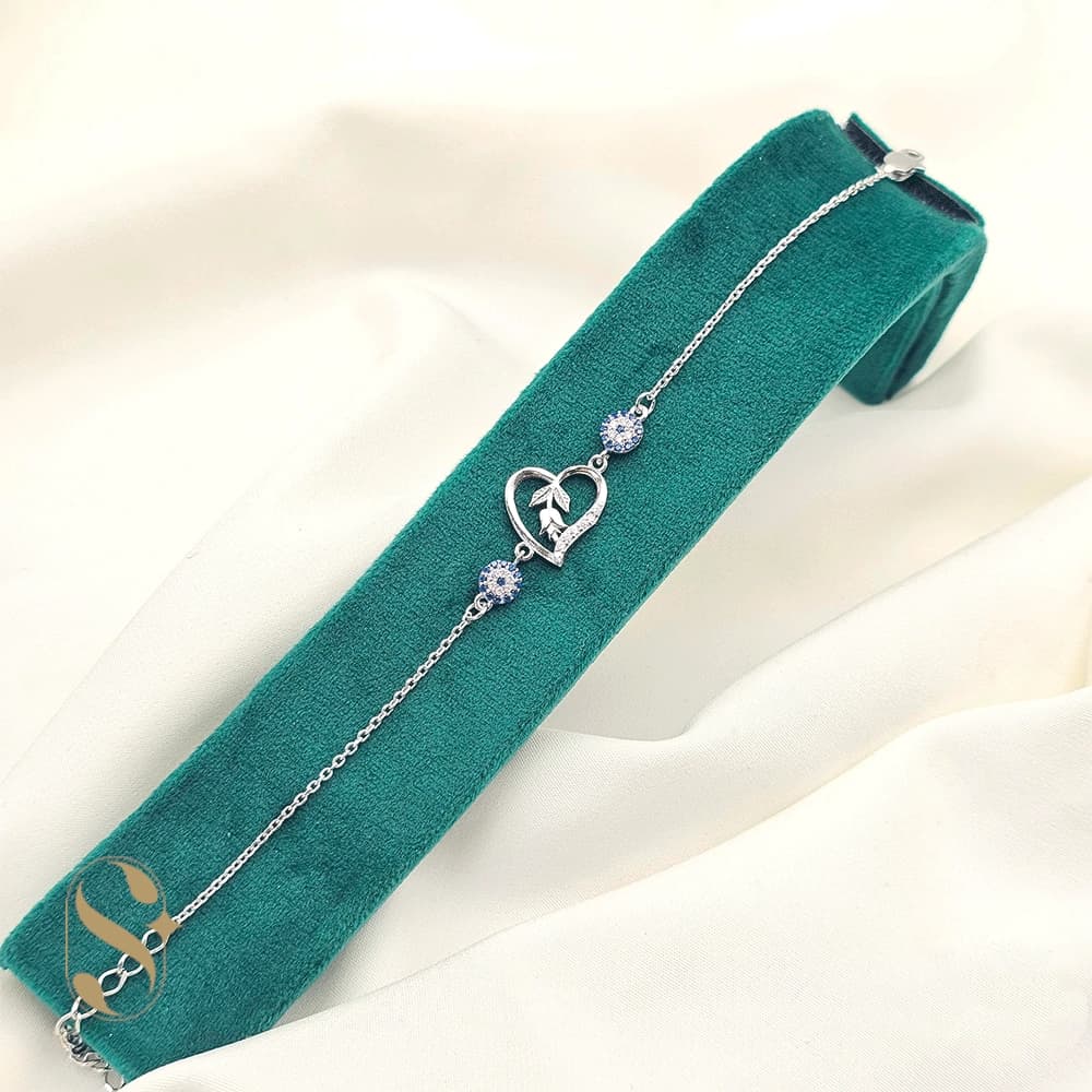 دستبند نقره زنانه مدل قلب کد SilverSet-D604