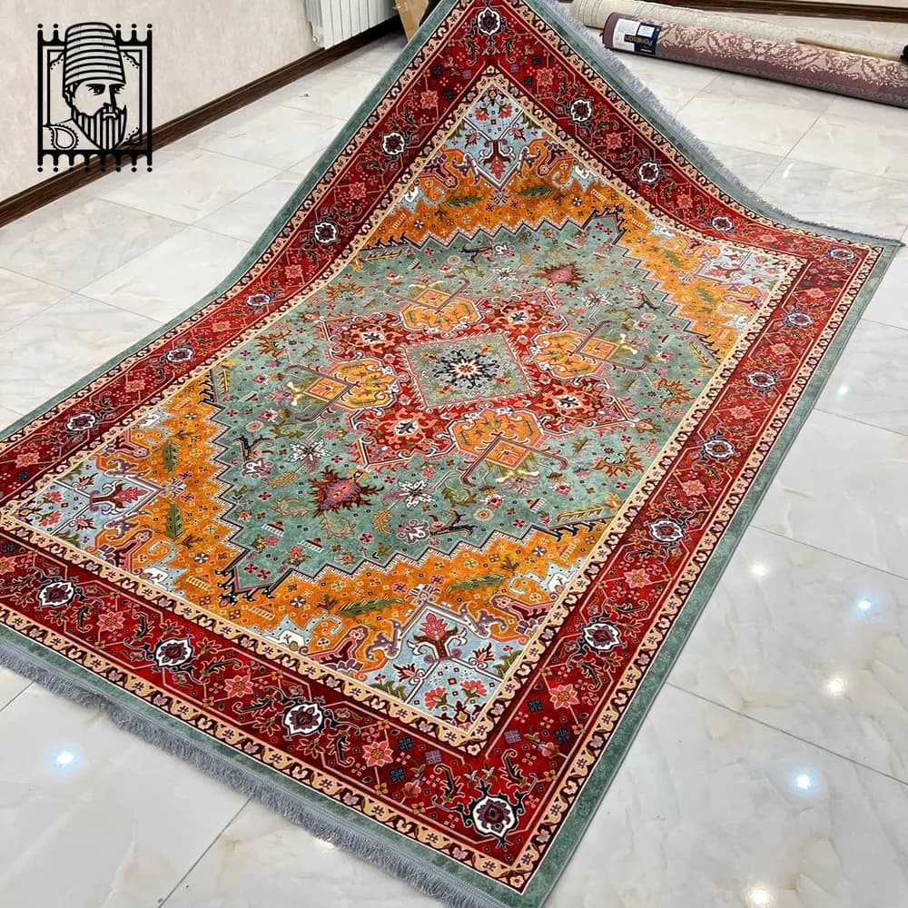 فرش طرح دستباف هریس سبز 1240 شانه