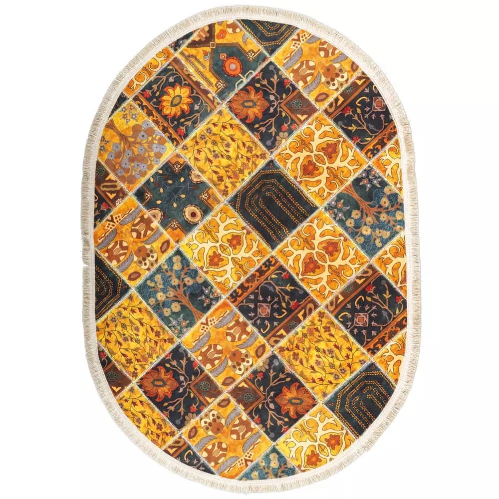 فرش سنتی بیضی کد GB11031 تمام رنگ 700 شانه