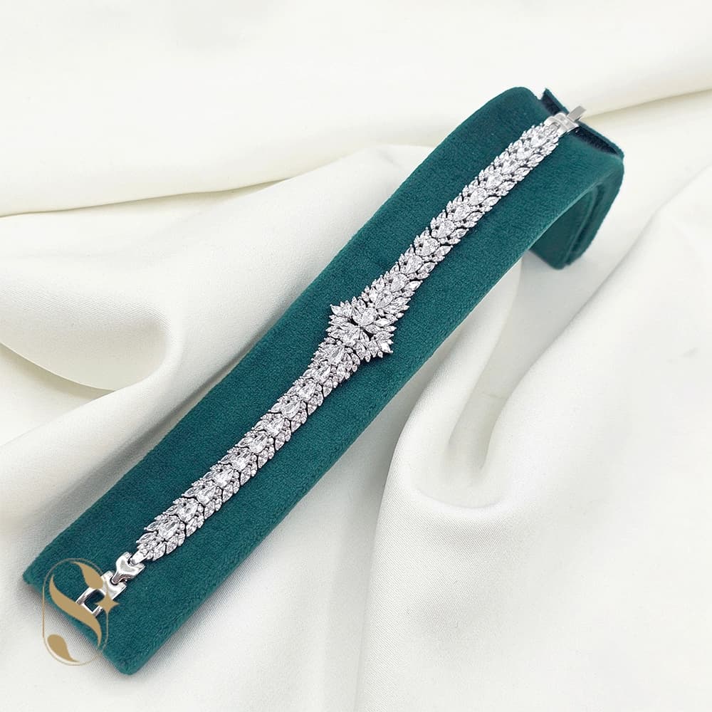 دستبند نقره زنانه مدل جواهری کد SilverSet-D616