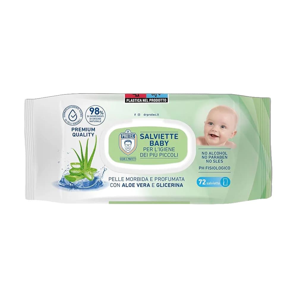دستمال مرطوب آلوئه ورا دکتر پروتک Dr Protec بسته 72 عددی