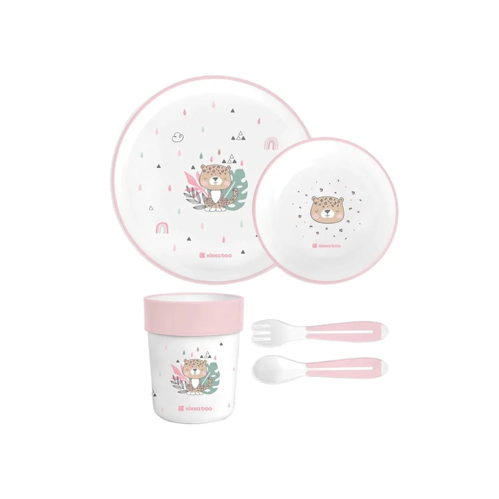 ست ظرف غذا ملامین 5 تکه کیکابو Kikkaboo طرح Savanna Pink