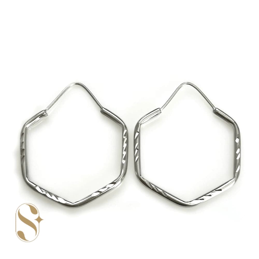 گوشواره نقره زنانه طرح چند ضلعی کد SilverSet-G492