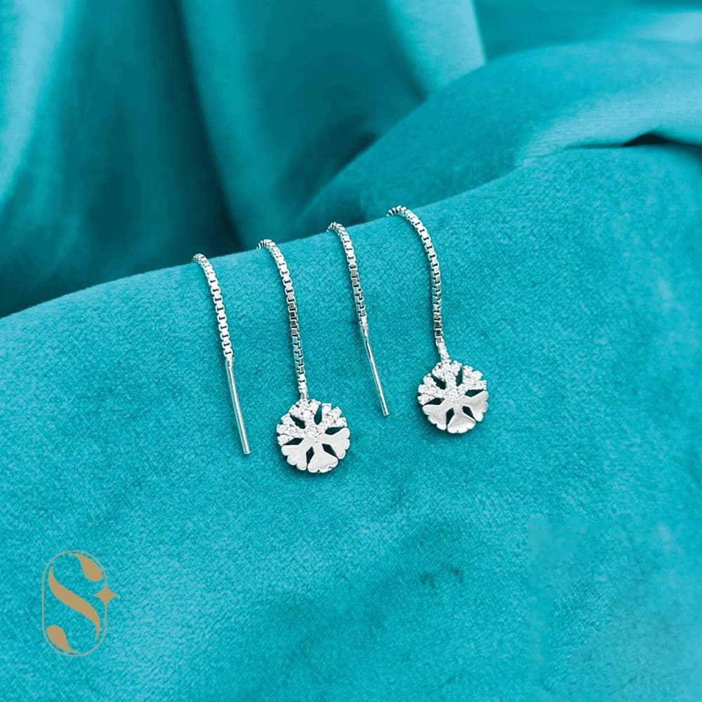 گوشواره نقره زنانه طرح بخیه ای کد SilverSet-G491 — تصویر ۳