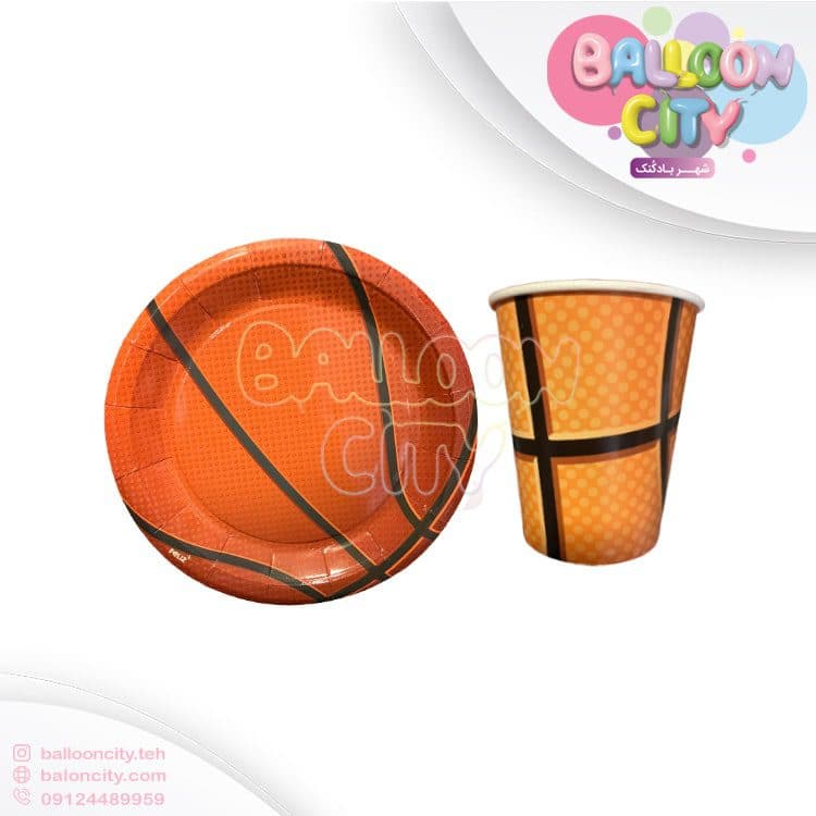 پیش دستی و لیوان تم تولد بسکتبال Basketball بسته 10 عددی — تصویر ۲