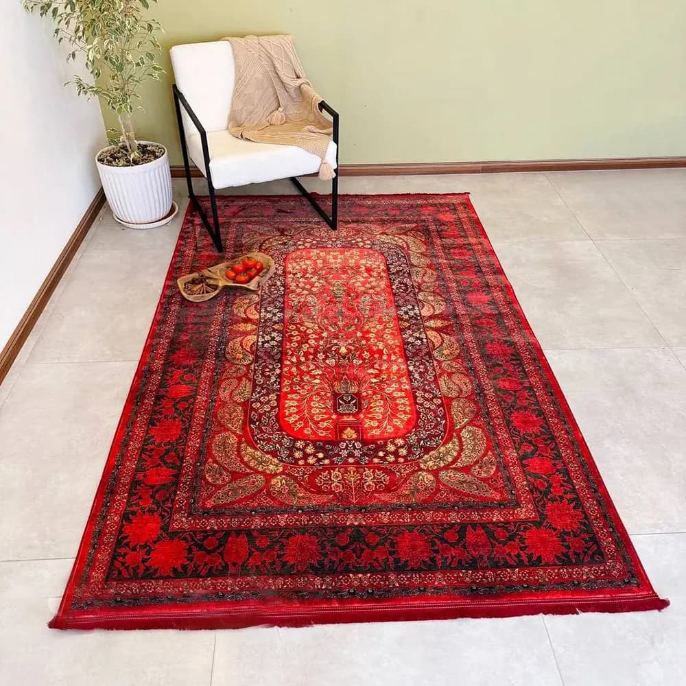 فرش هلنا 25NH0060 لاکی معادل 77 رج دستبافت