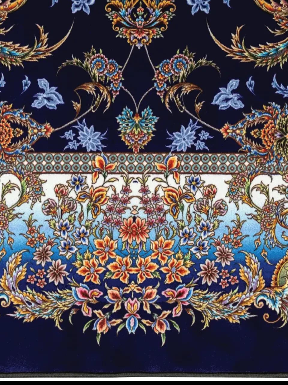 فرش 1500 شانه طرح دستباف 2003146 سرمه ای — تصویر ۵