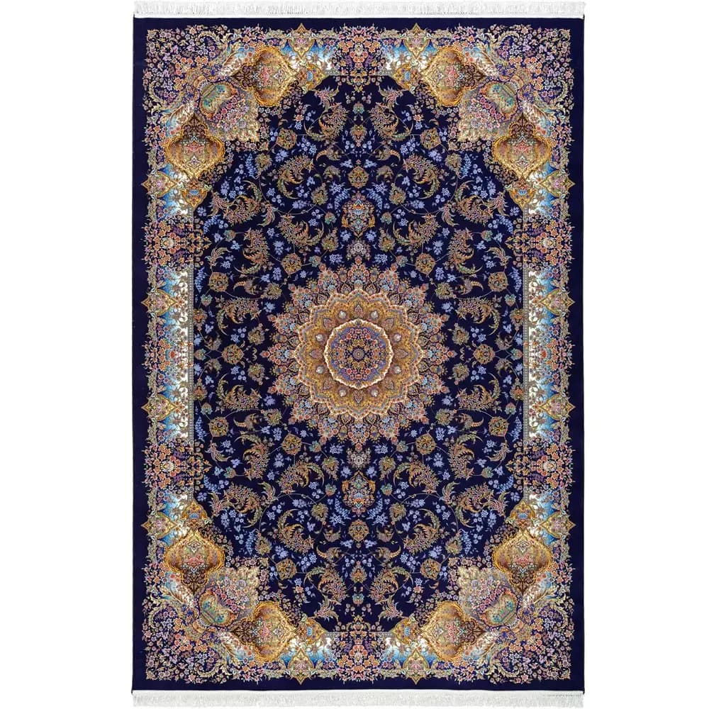 فرش 1500 شانه طرح دستباف 2003146 سرمه ای