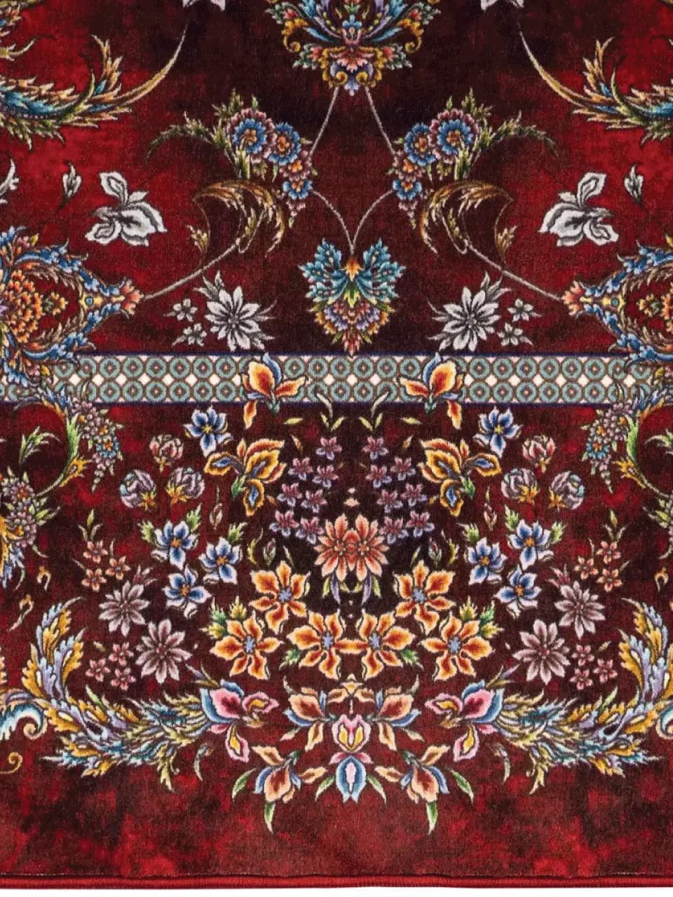 فرش 1500 شانه طرح دستباف 2003138 عنابی — تصویر ۶