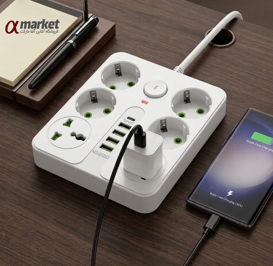 چندراهی برق هوشمند شش خانه مدل Q5203