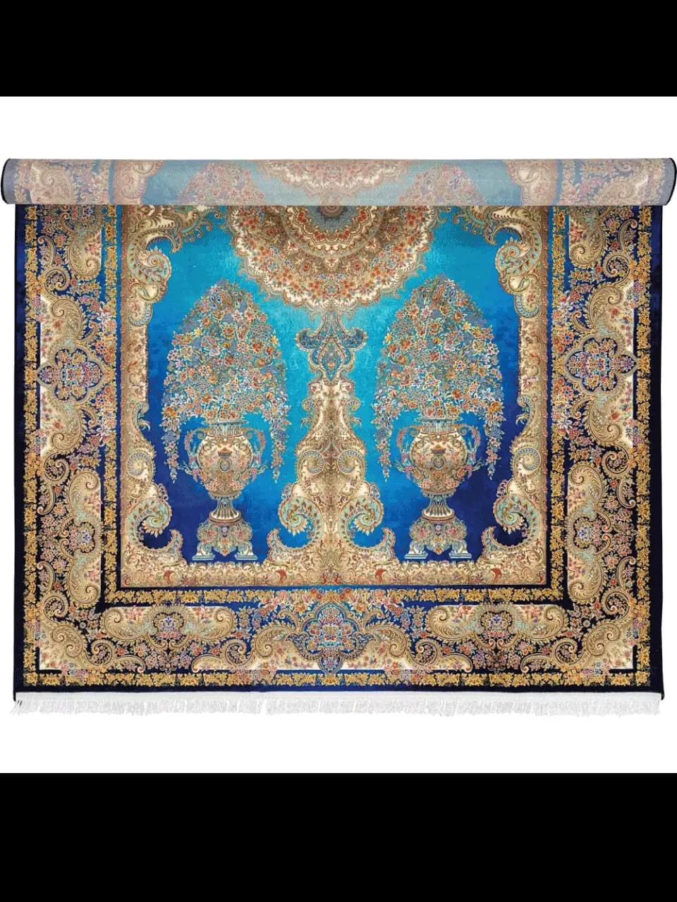 فرش 1500 شانه طرح دستباف 2006146 سرمه ای — تصویر ۴