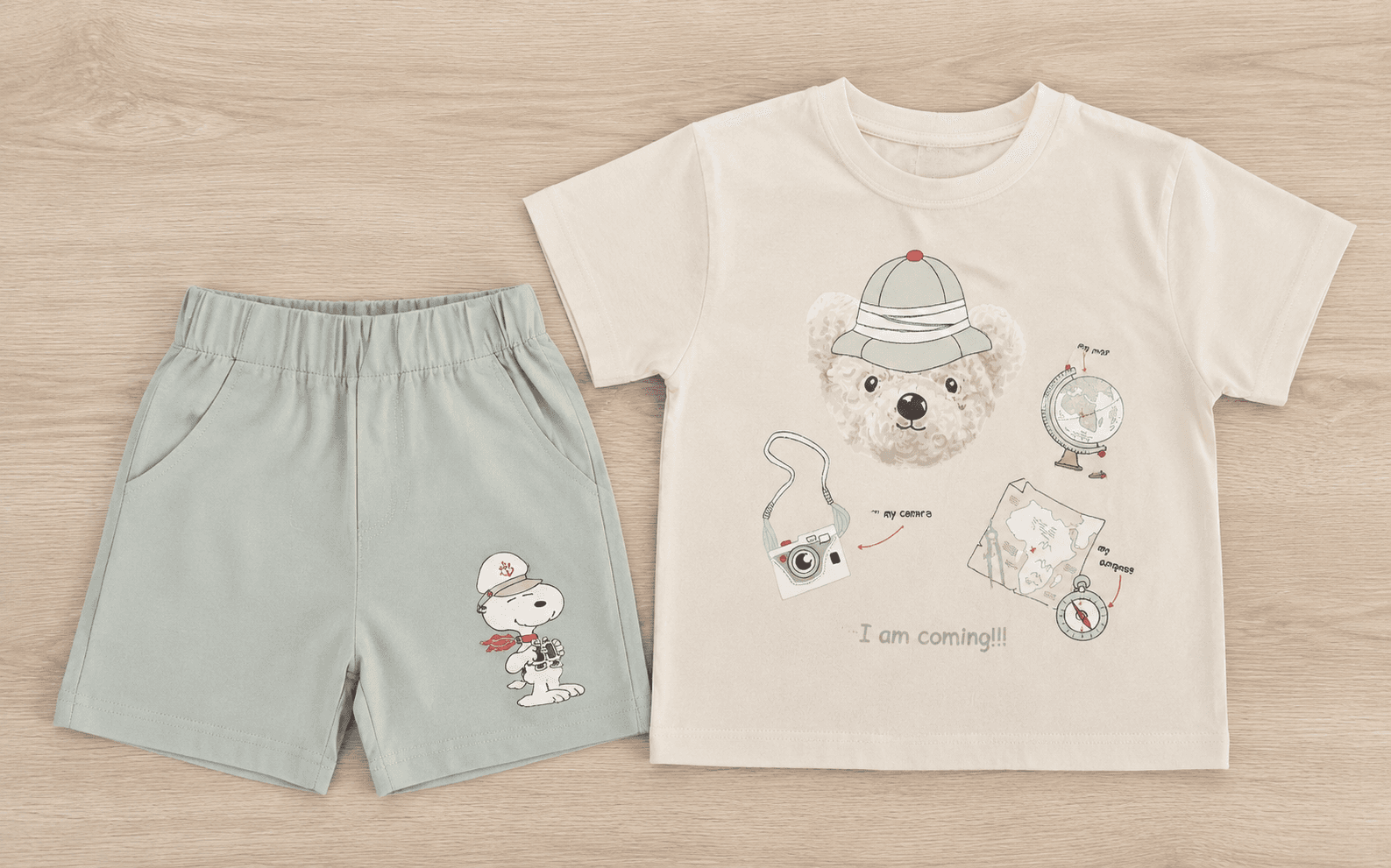 ست تیشرت و شلوارک نوزادی پسرانه | طرح اسپرت و خنک | دو سایز (۶ ماه تا ۲ سال) 👶👕 — تصویر ۴