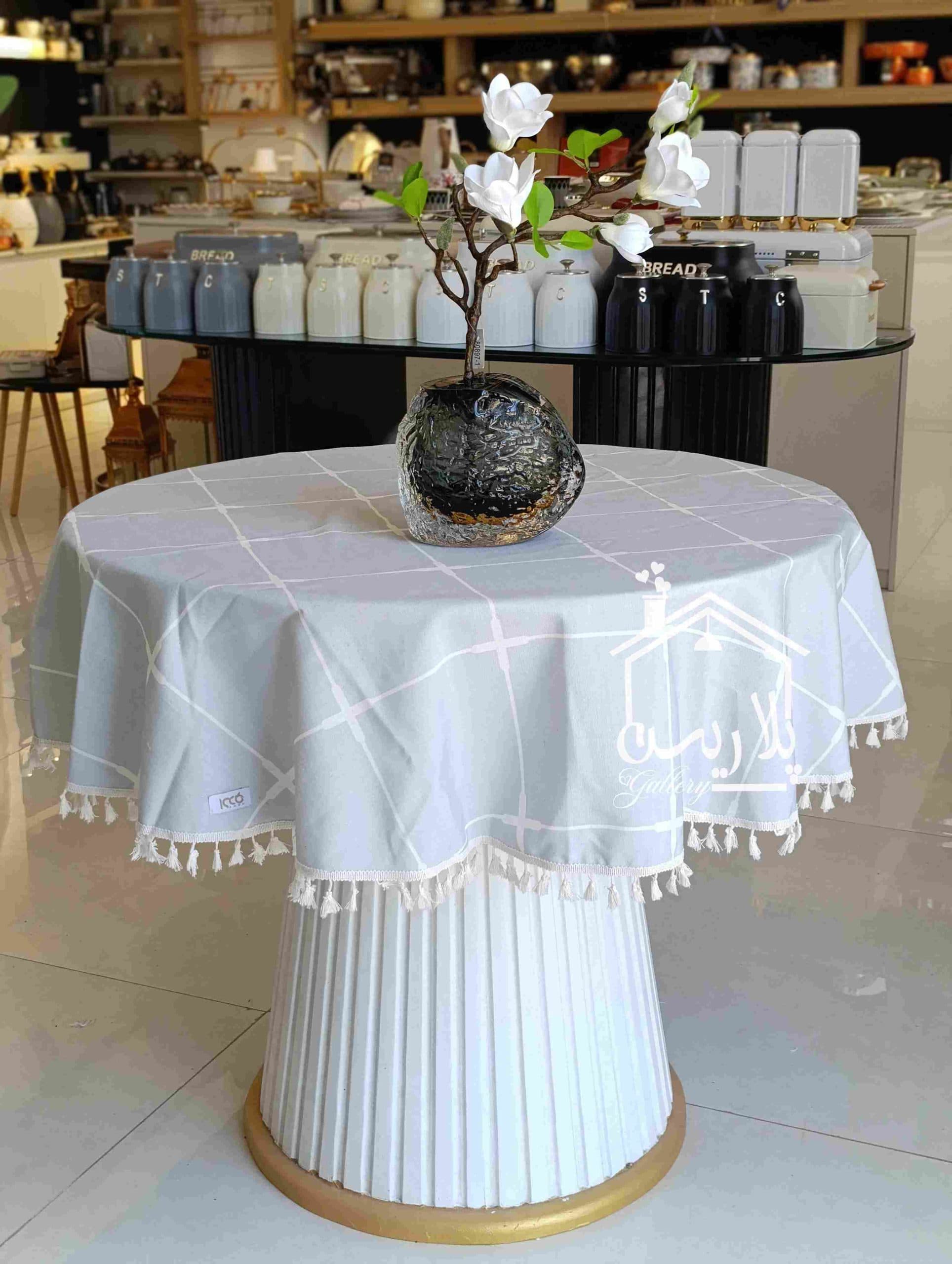رومیزی 4 نفره گرد طوسی