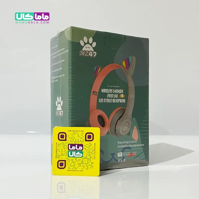 هدفون بلوتوثی فانتزی عروسکی طوسی مدل گربه