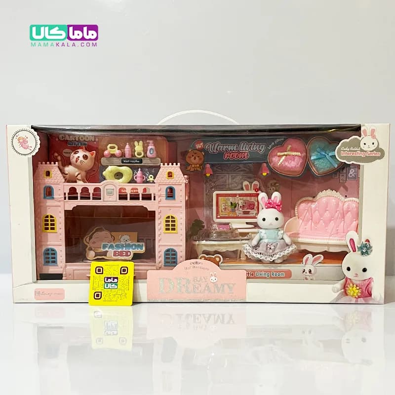 اسباب بازی ست خرگوش با وسایل اتاق TV و تخت دو طبقه برند Dreamy