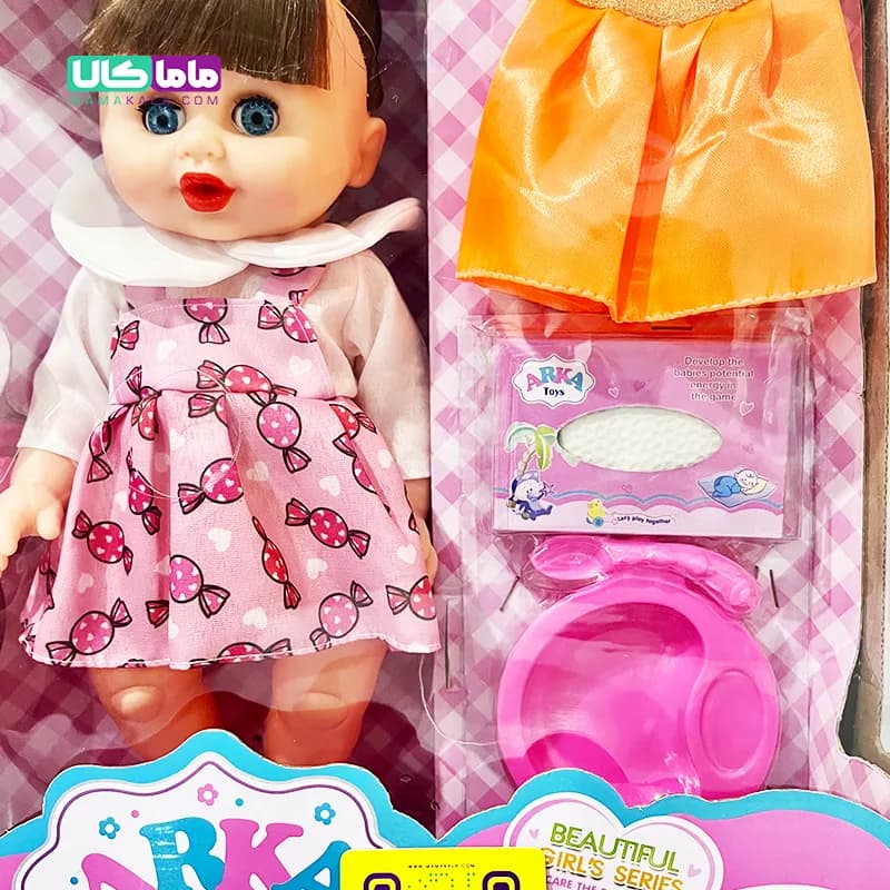 عروسک ست نوزاد موزیکال با وسایل نوزادی برند ArkaToys کد 220 — تصویر ۷